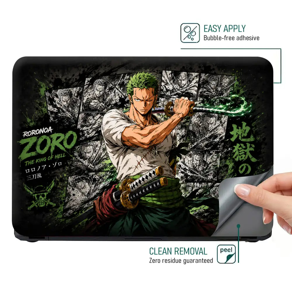 One Piece Zoro Manga White Shirt Laptop Skin - View 4