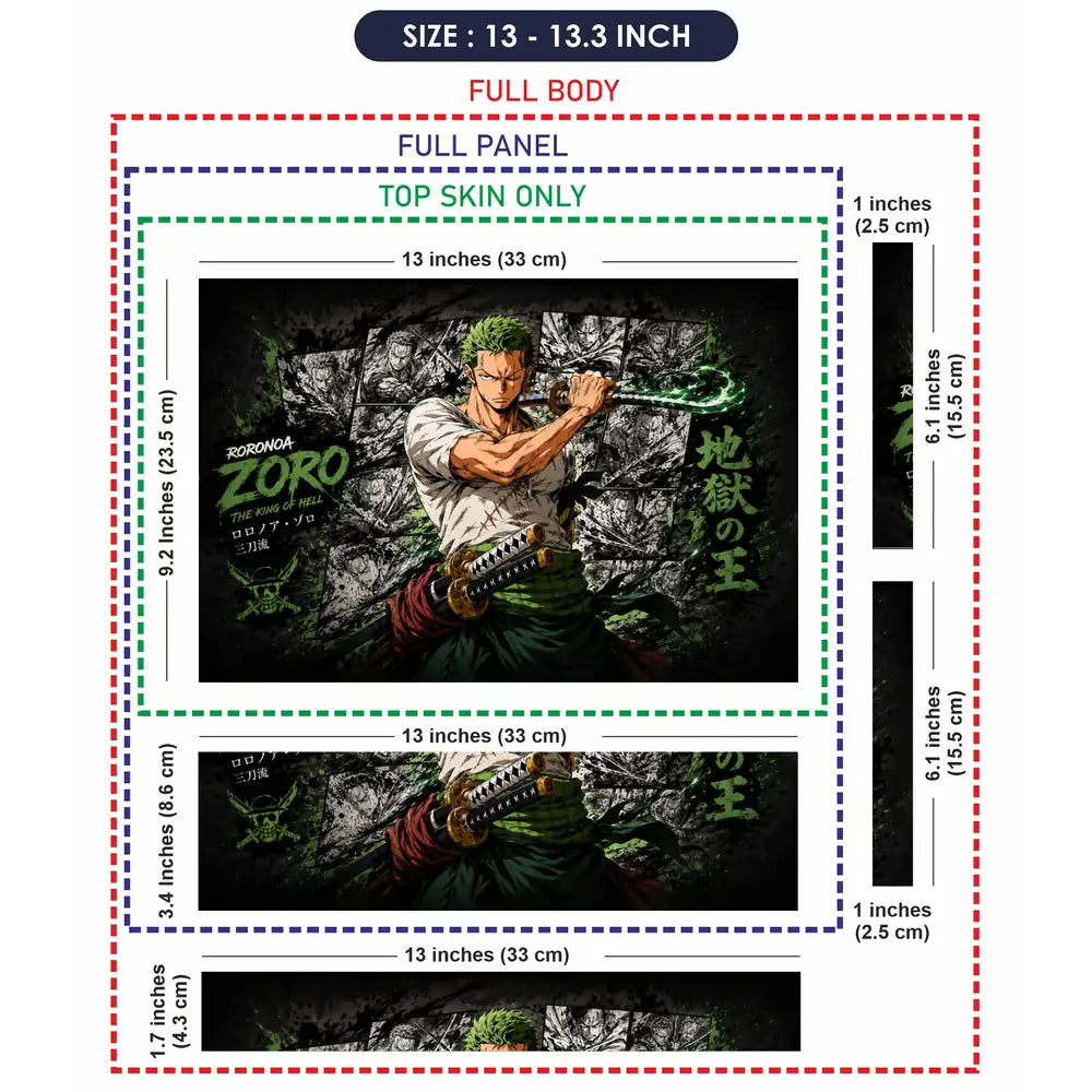 One Piece Zoro Manga White Shirt Laptop Skin - View 6