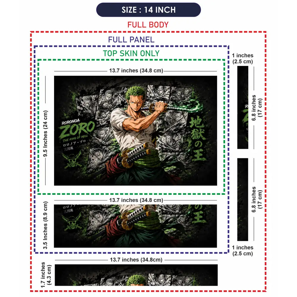One Piece Zoro Manga White Shirt Laptop Skin - View 7