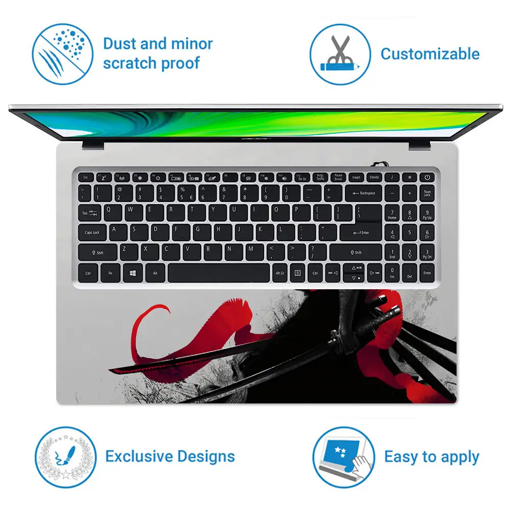 One Piece Zoro Minimal Ink Art Laptop Skin - View 5