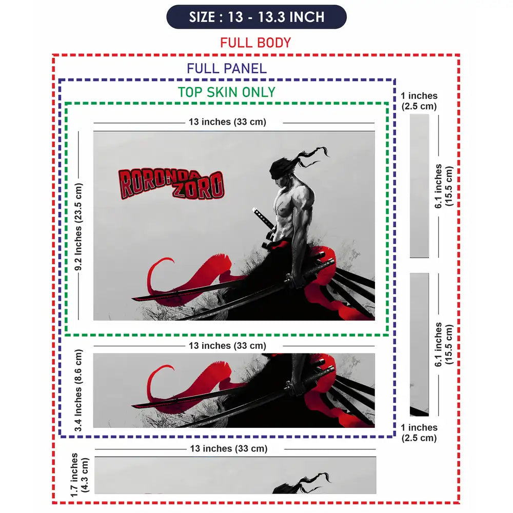 One Piece Zoro Minimal Ink Art Laptop Skin - View 6