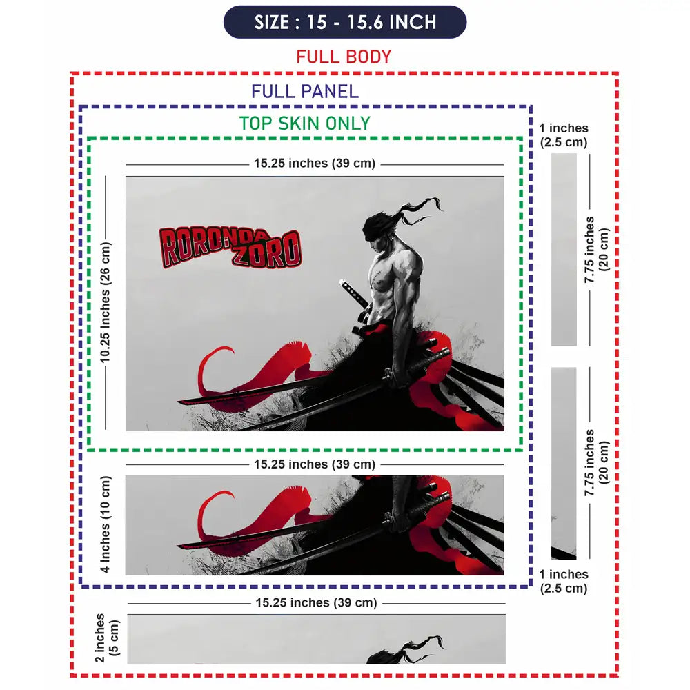 One Piece Zoro Minimal Ink Art Laptop Skin - View 8