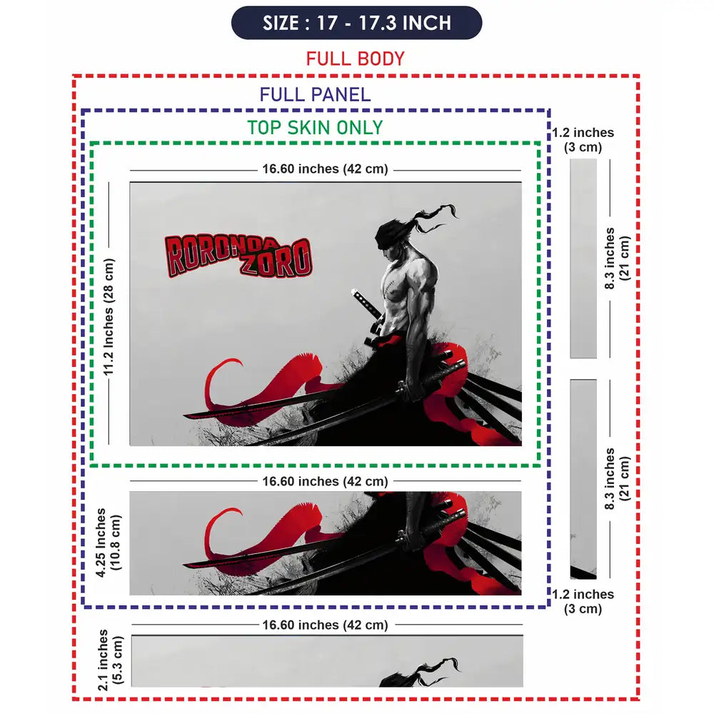 One Piece Zoro Minimal Ink Art Laptop Skin - View 9