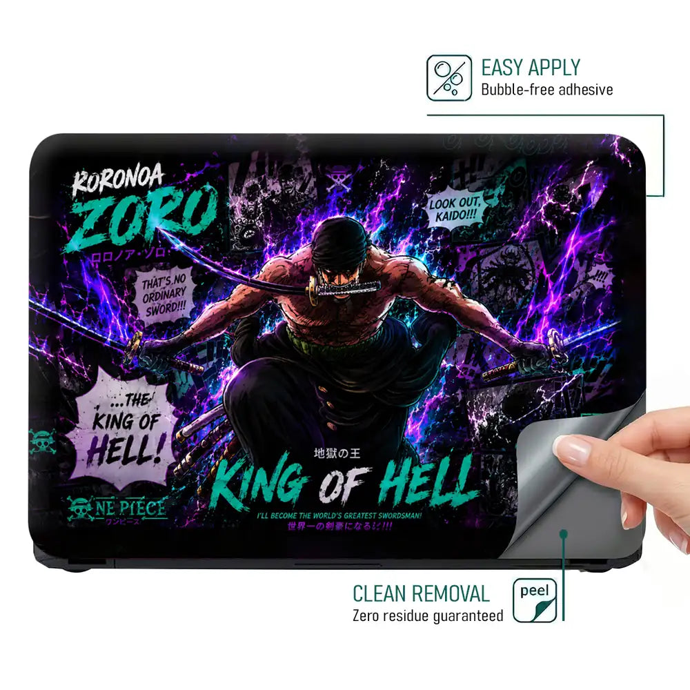 One Piece Zoro Purple Lightning Laptop Skin - View 4