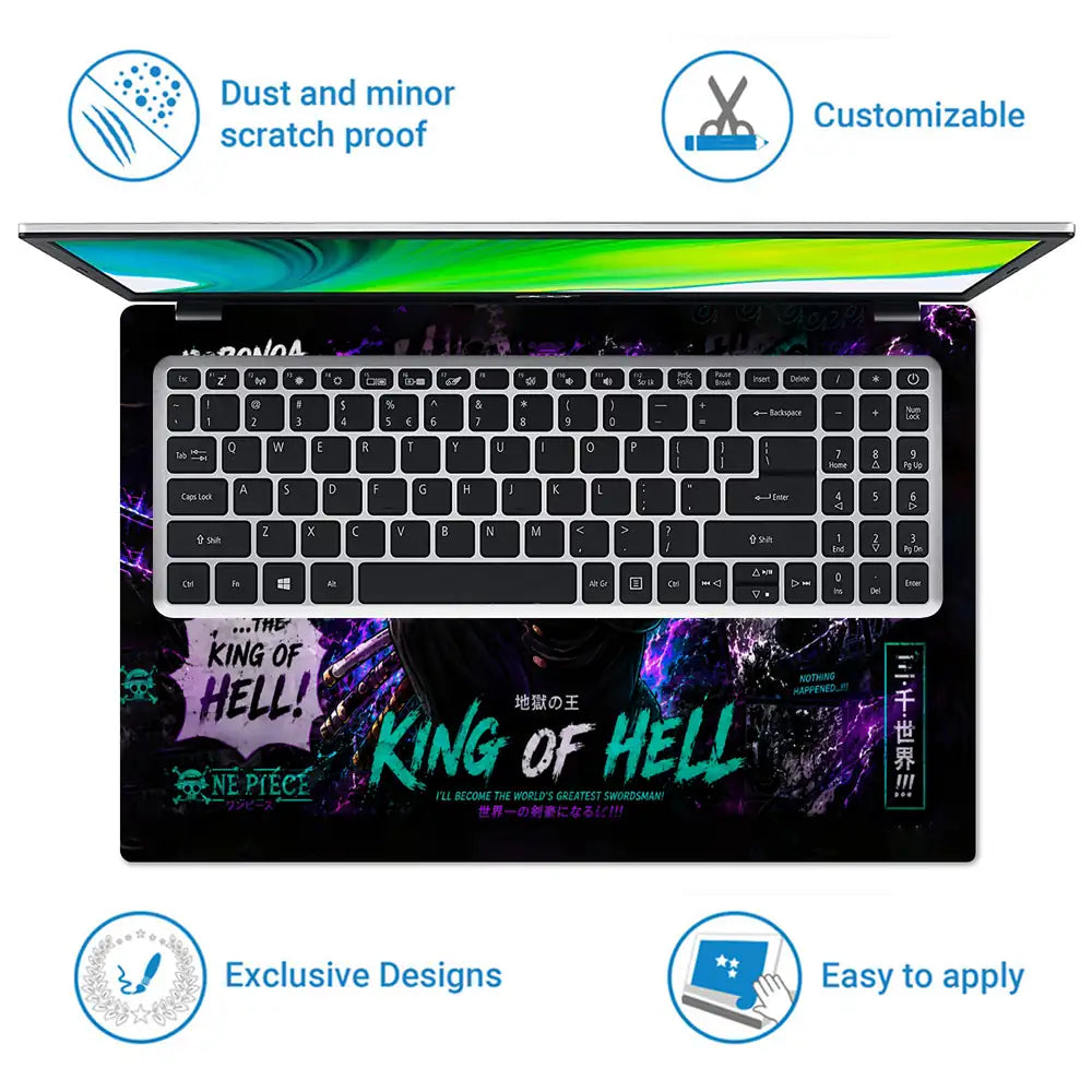 One Piece Zoro Purple Lightning Laptop Skin - View 5