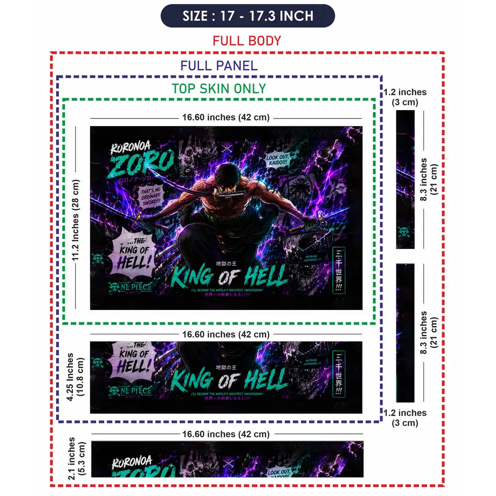 One Piece Zoro Purple Lightning Laptop Skin - View 9