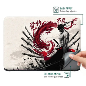 One Piece Zoro Red Dragon Swords Laptop Skin - View 4