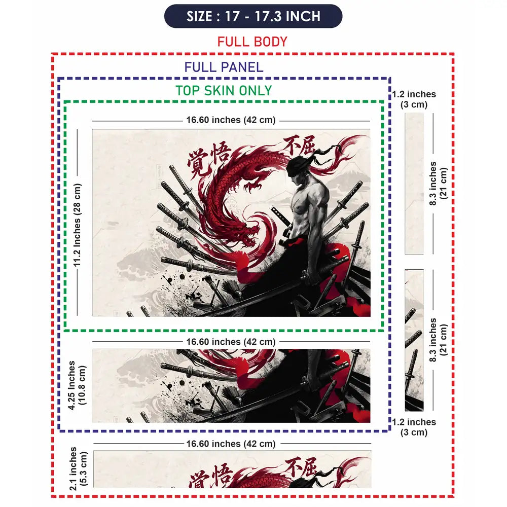One Piece Zoro Red Dragon Swords Laptop Skin - View 9