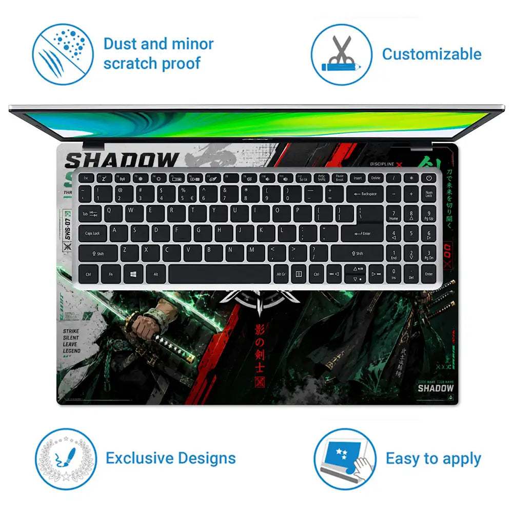 One Piece Zoro Shadow Sword Laptop Skin - View 5