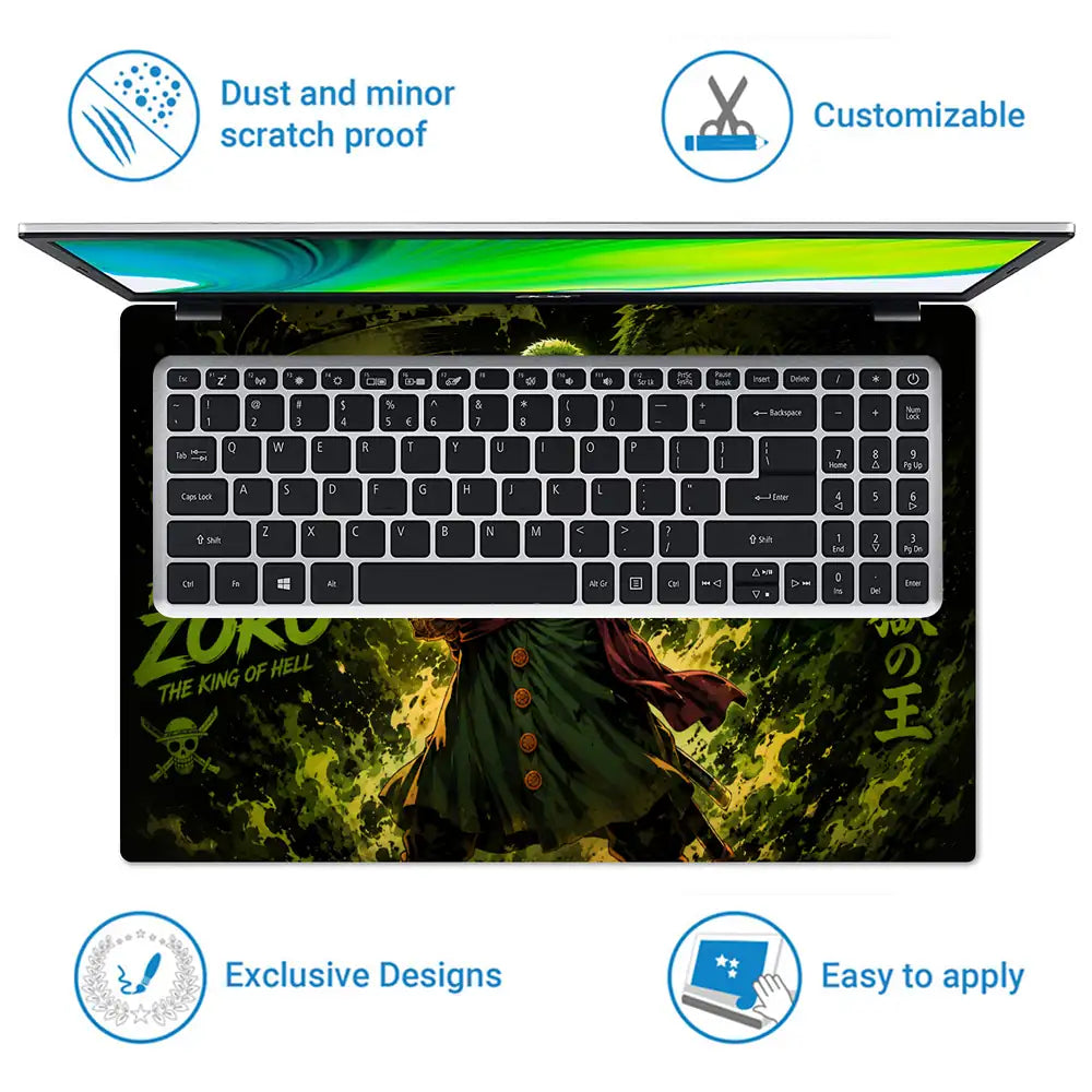 One Piece Zoro Skull Stance Laptop Skin - View 5