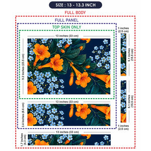 Orange Trumpet Blue Flowers Laptop Skin - View 6