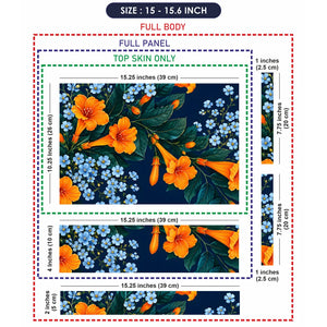 Orange Trumpet Blue Flowers Laptop Skin - View 8