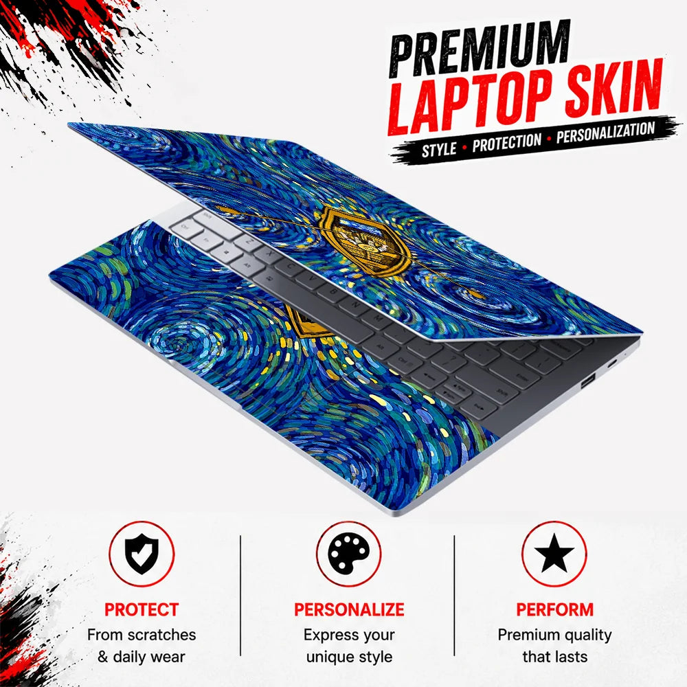 Painter Rowboat Swirling Blue Laptop Skin - View 3