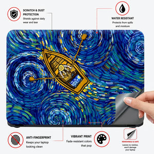 Painter Rowboat Swirling Blue Laptop Skin - View 4
