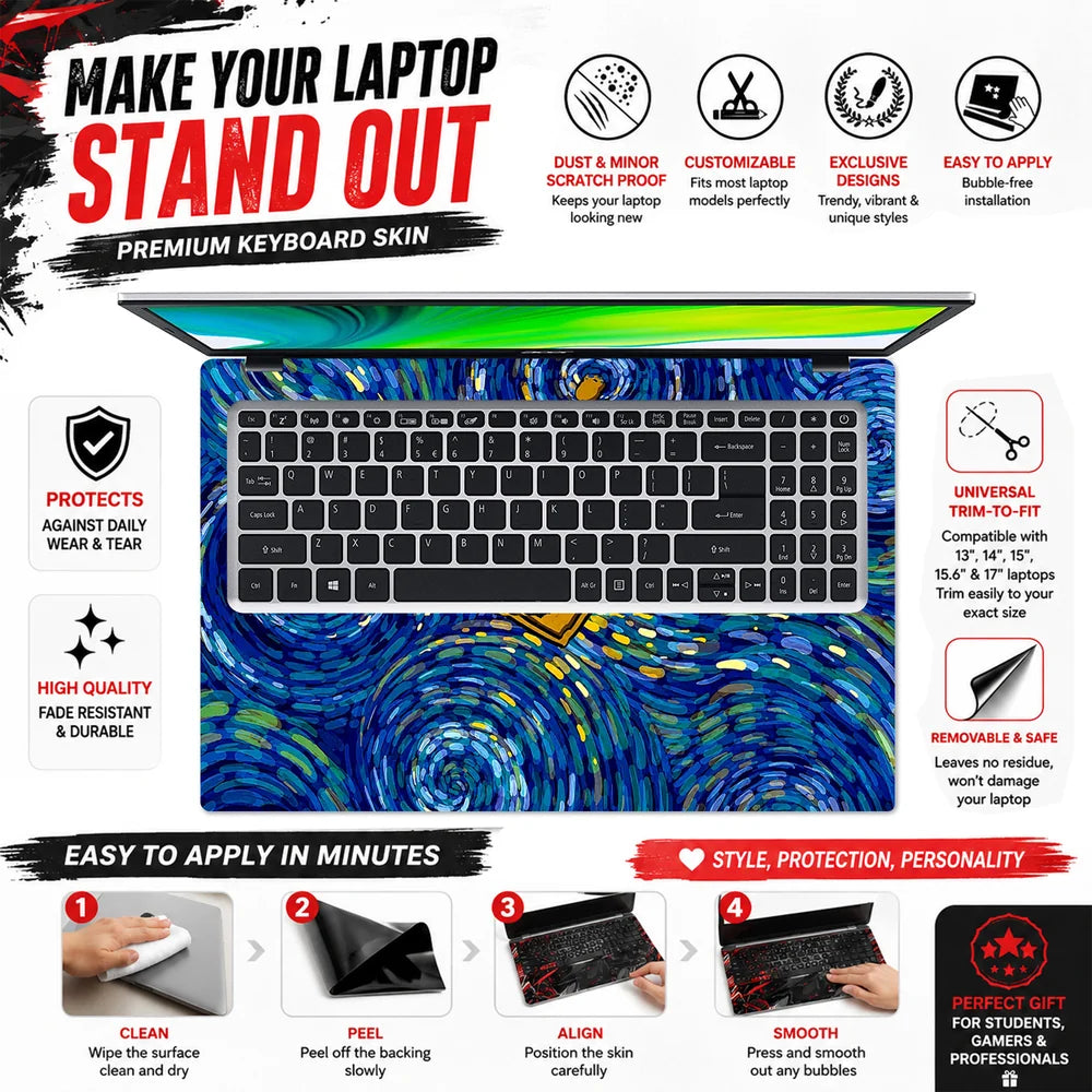 Painter Rowboat Swirling Blue Laptop Skin - View 5