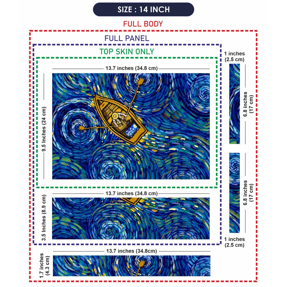 Painter Rowboat Swirling Blue Laptop Skin - View 7