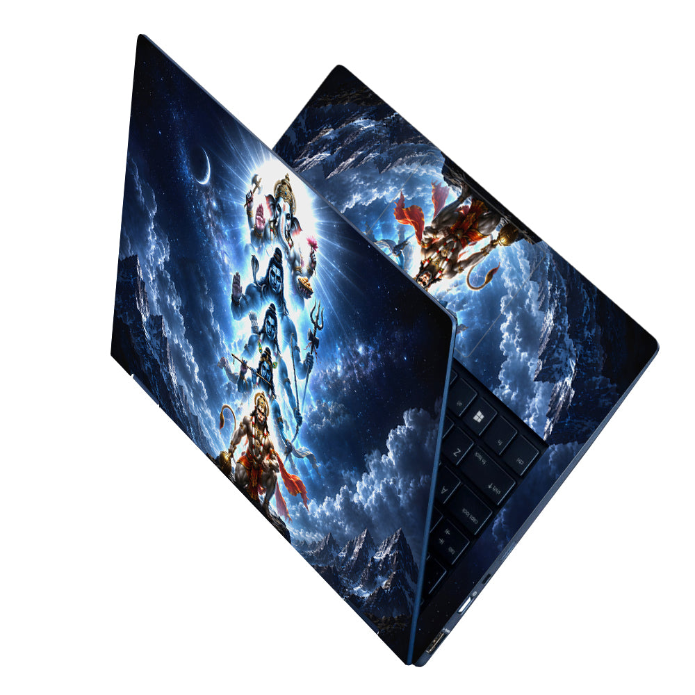 Pantheon Ganesha Shiva Ram Krishna Hanuman Stack Laptop Skin - View 2