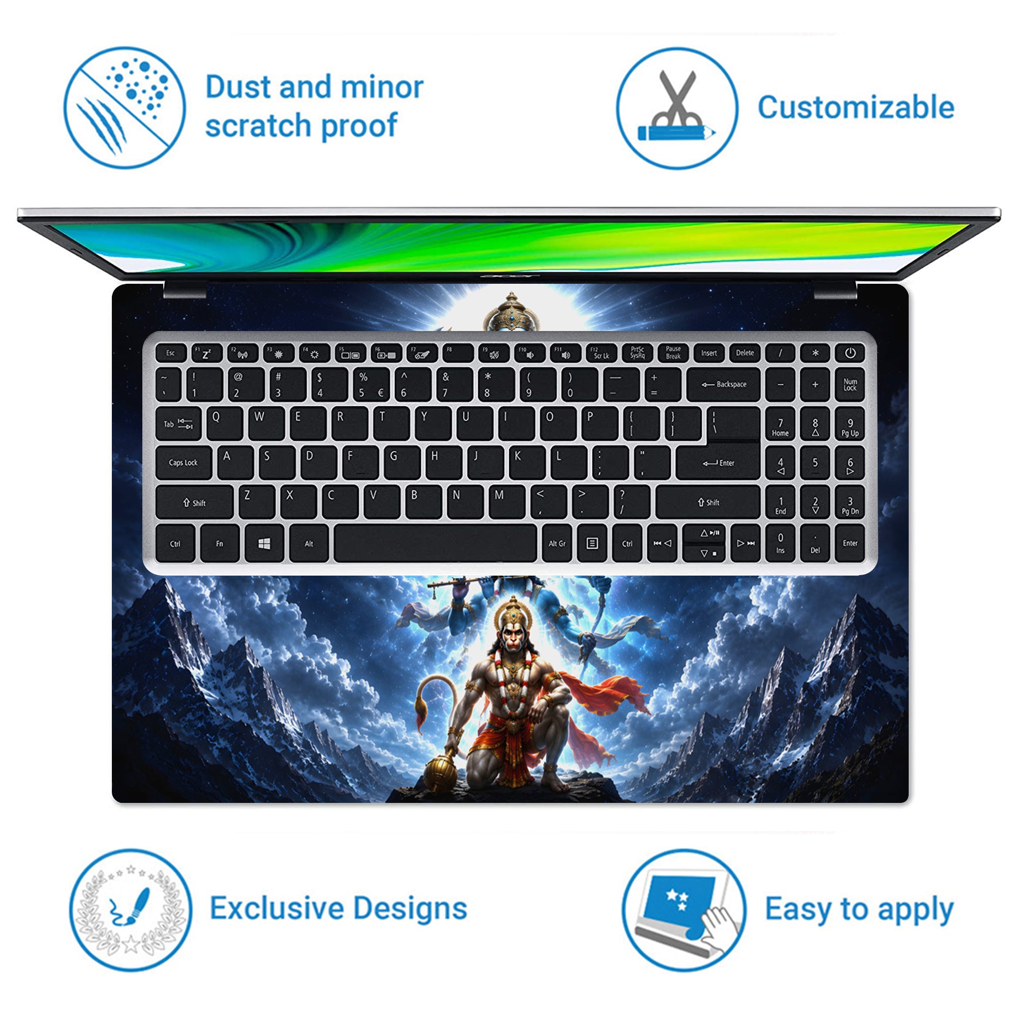 Pantheon Ganesha Shiva Ram Krishna Hanuman Stack Laptop Skin - View 5