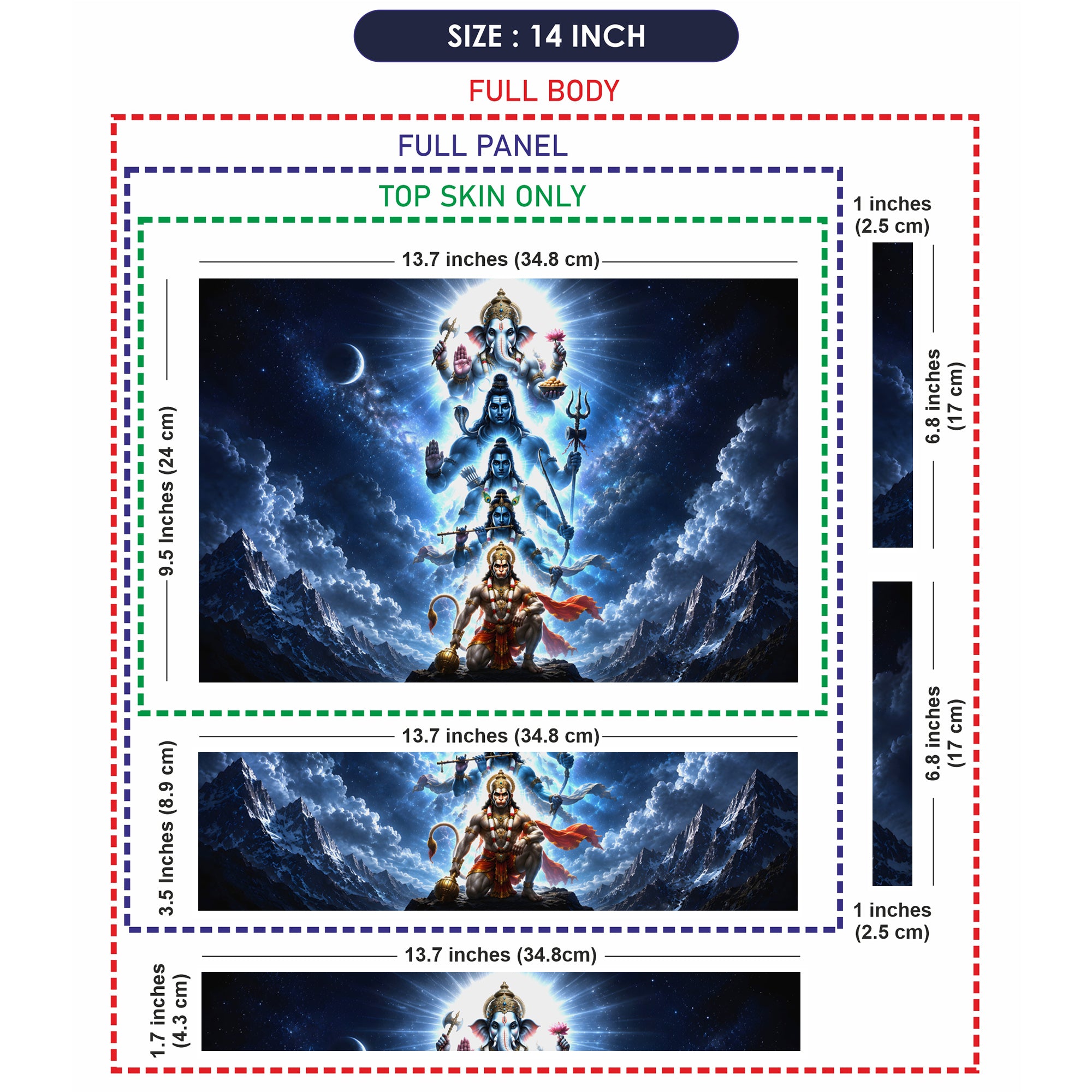 Pantheon Ganesha Shiva Ram Krishna Hanuman Stack Laptop Skin - View 7