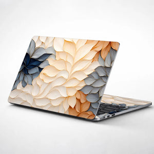 Pastel Leaves Cream Orange Laptop Skin - View 1