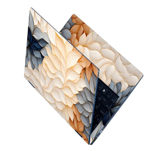 Pastel Leaves Cream Orange Laptop Skin - View 2