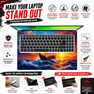 Pirate Ship Sunset Ocean Waves Laptop Skin - View 5