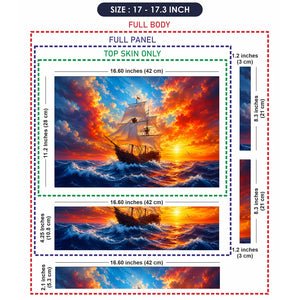 Pirate Ship Sunset Ocean Waves Laptop Skin - View 9