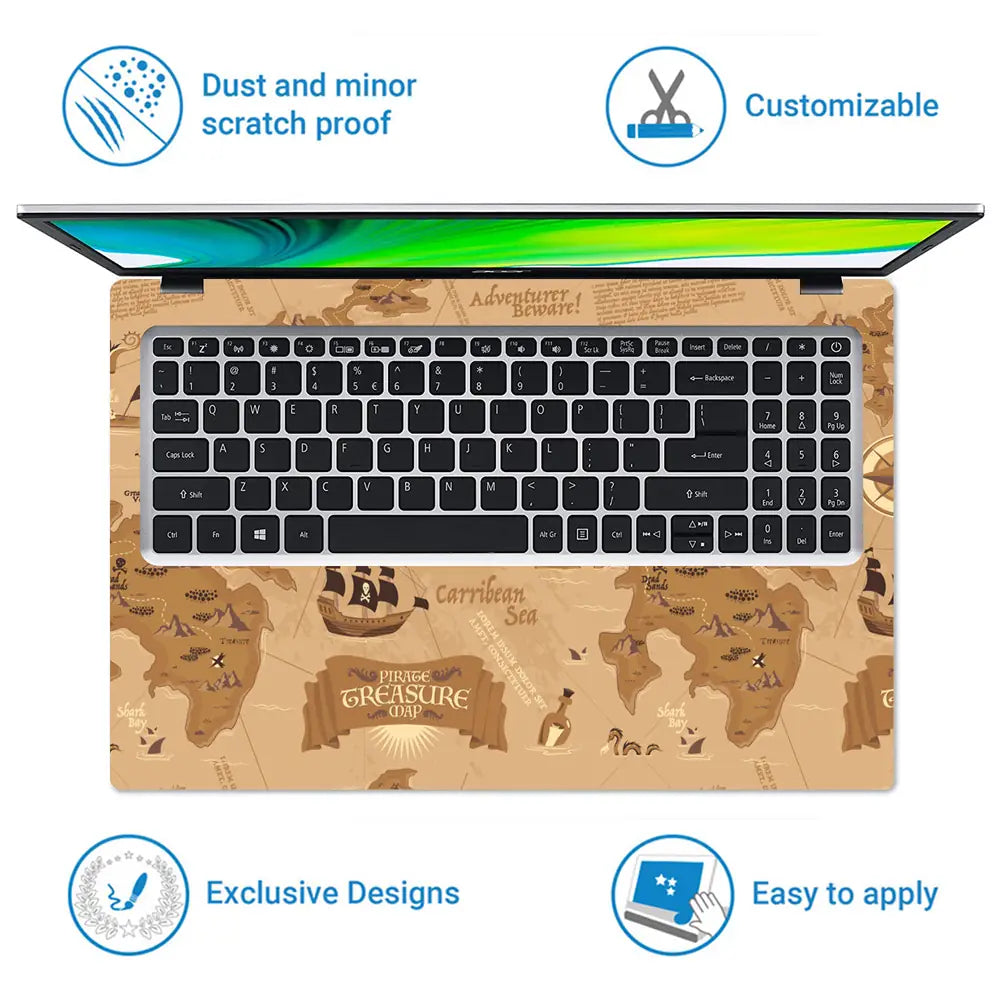 Pirates Treasure Brown Laptop Skin - View 5