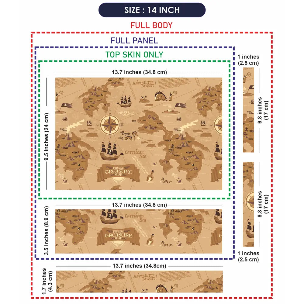 Pirates Treasure Brown Laptop Skin - View 7
