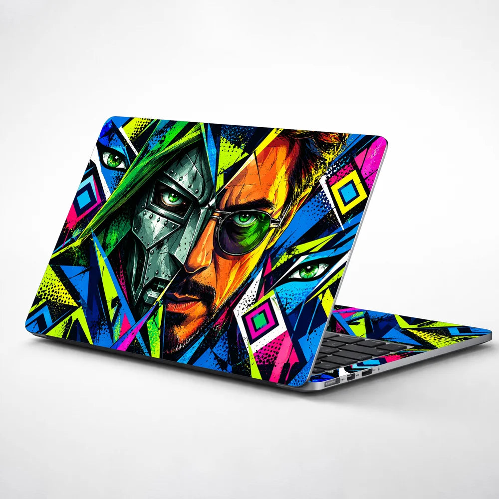 Pop Art Masked Duo Neon Laptop Skin - View 1