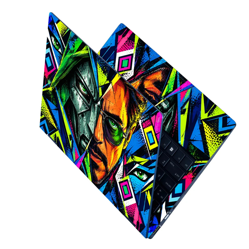 Pop Art Masked Duo Neon Laptop Skin - View 2
