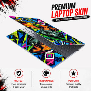 Pop Art Masked Duo Neon Laptop Skin - View 3