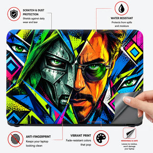 Pop Art Masked Duo Neon Laptop Skin - View 4