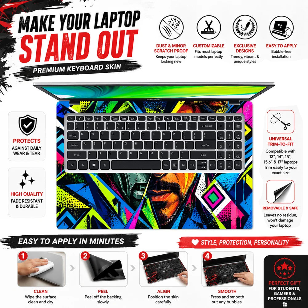 Pop Art Masked Duo Neon Laptop Skin - View 5