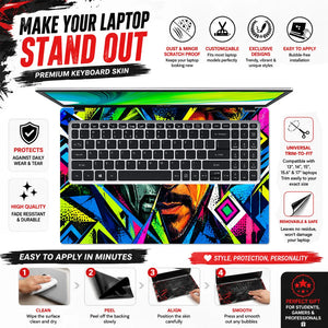 Pop Art Masked Duo Neon Laptop Skin - View 5