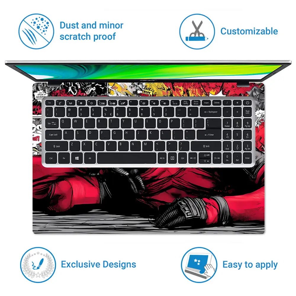 Pop Culture Comic Hero Relaxing Laptop Skin - View 5