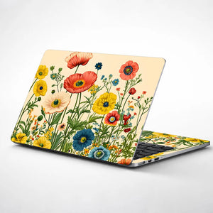 Poppies Daisies Vintage Laptop Skin - View 1
