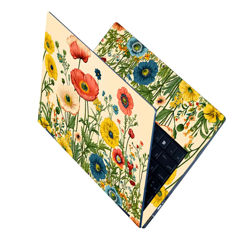 Poppies Daisies Vintage Laptop Skin - View 2