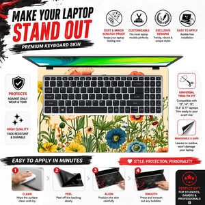 Poppies Daisies Vintage Laptop Skin - View 5