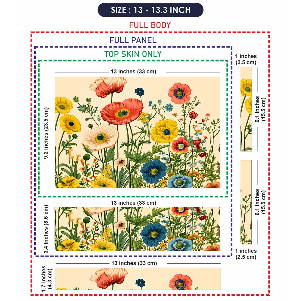 Poppies Daisies Vintage Laptop Skin - View 6