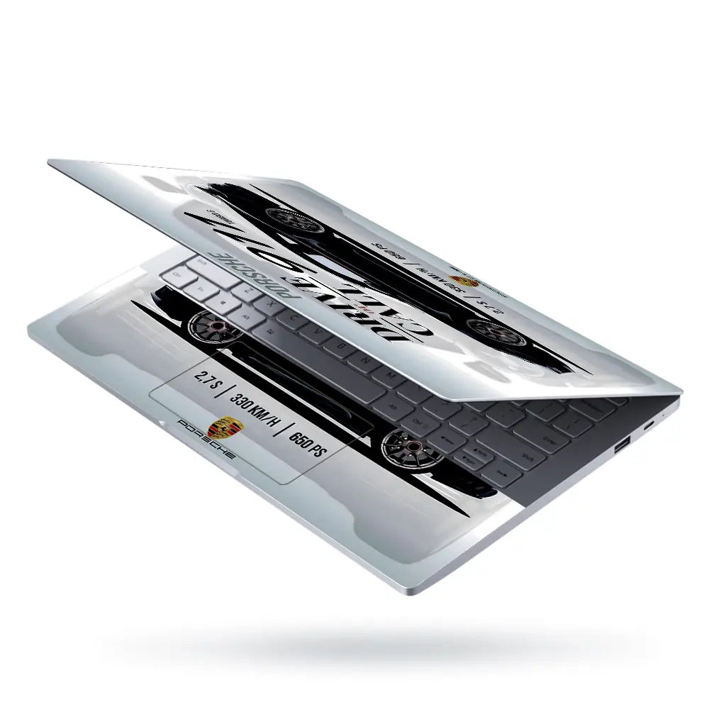 Porsche 911 Black Specs Design Laptop Skin - View 3