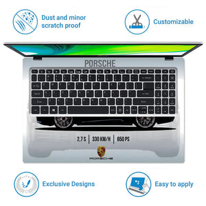 Porsche 911 Black Specs Design Laptop Skin - View 5