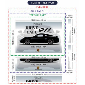 Porsche 911 Black Specs Design Laptop Skin - View 8