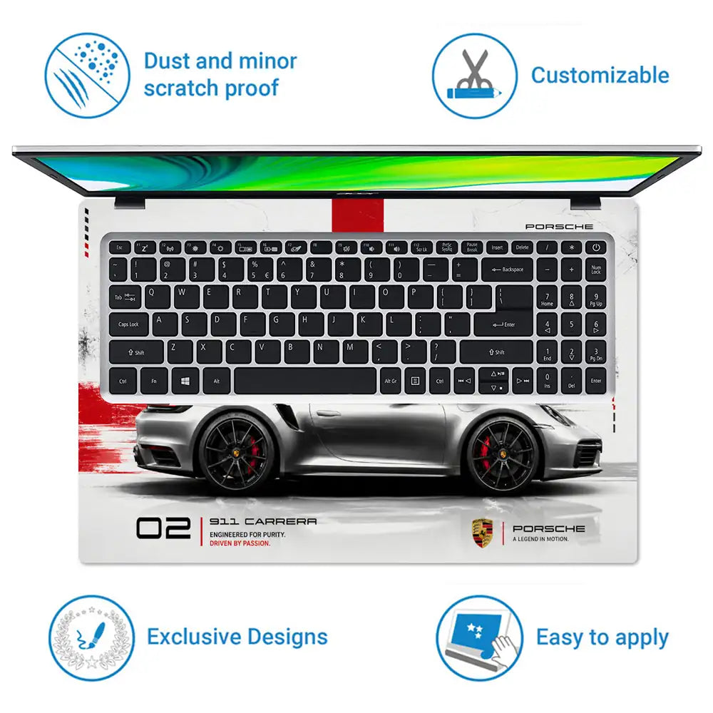 Porsche 911 Carrera Side Profile Laptop Skin - View 5