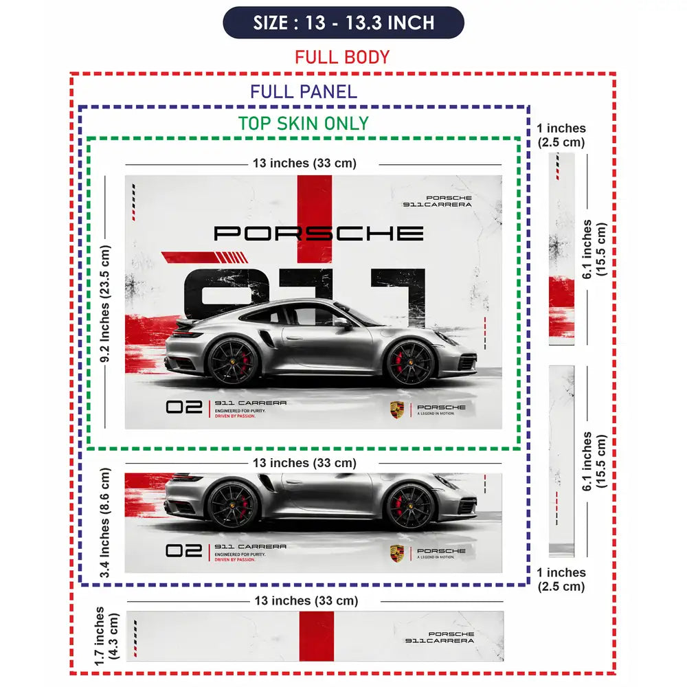 Porsche 911 Carrera Side Profile Laptop Skin - View 6