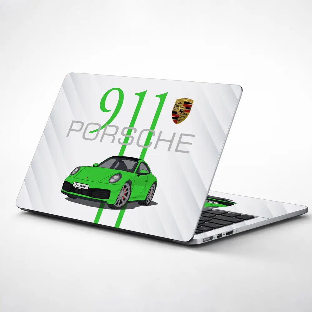Porsche 911 Green SideStripe Laptop Skin - View 1