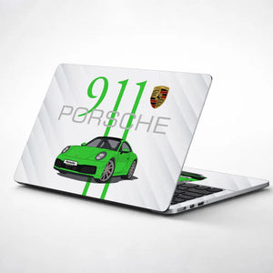 Porsche 911 Green SideStripe Laptop Skin - View 1