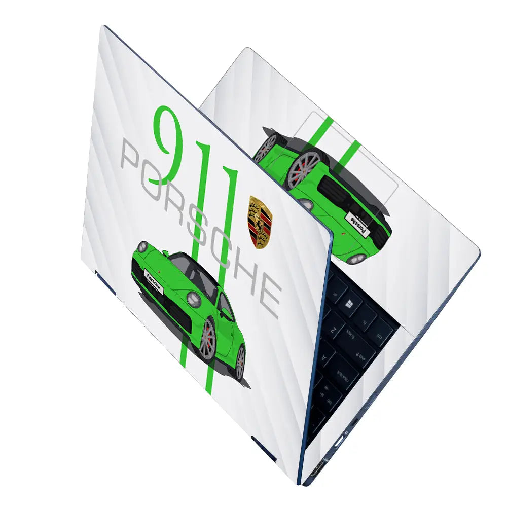 Porsche 911 Green SideStripe Laptop Skin - View 2