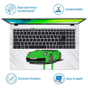 Porsche 911 Green SideStripe Laptop Skin - View 5
