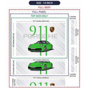 Porsche 911 Green SideStripe Laptop Skin - View 7